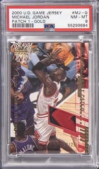 2000 Upper Deck Game Jersey Patch 1 Gold #MJ-G Michael Jordan Game Used Patch Card (#23/25) - Jordans Jersey Number - PSA NM-MT 8